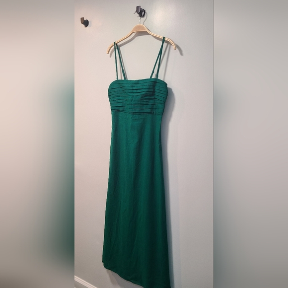 Abercrombie & Fitch, Emerson Strapless Linen-Blend Maxi Dress, Green, S - Picture 1 of 6